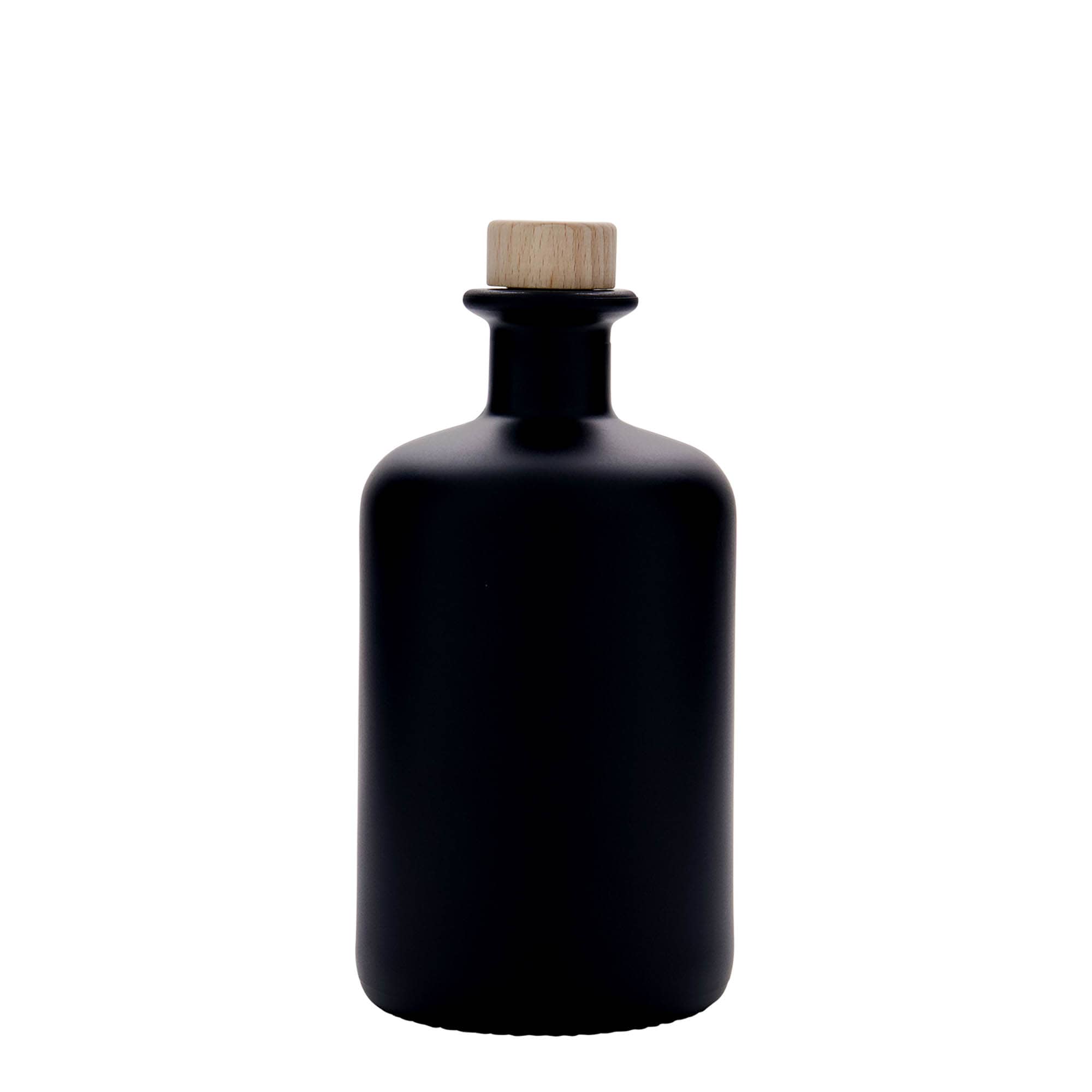 Glazen fles Apotheker, 500 ml, zwart, monding: kurk