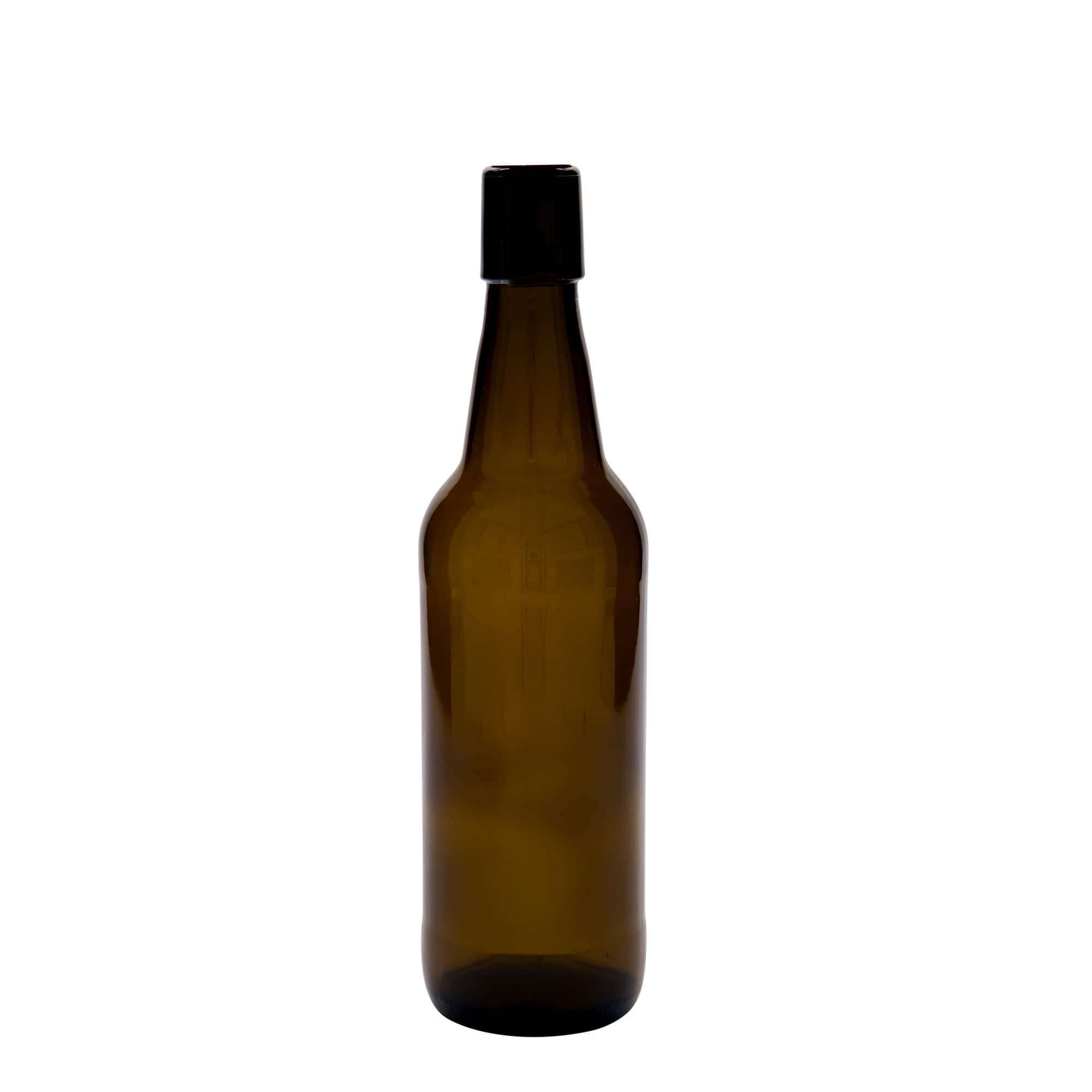 Bierflesje, 500 ml, glas, bruin, monding: beugelsluiting