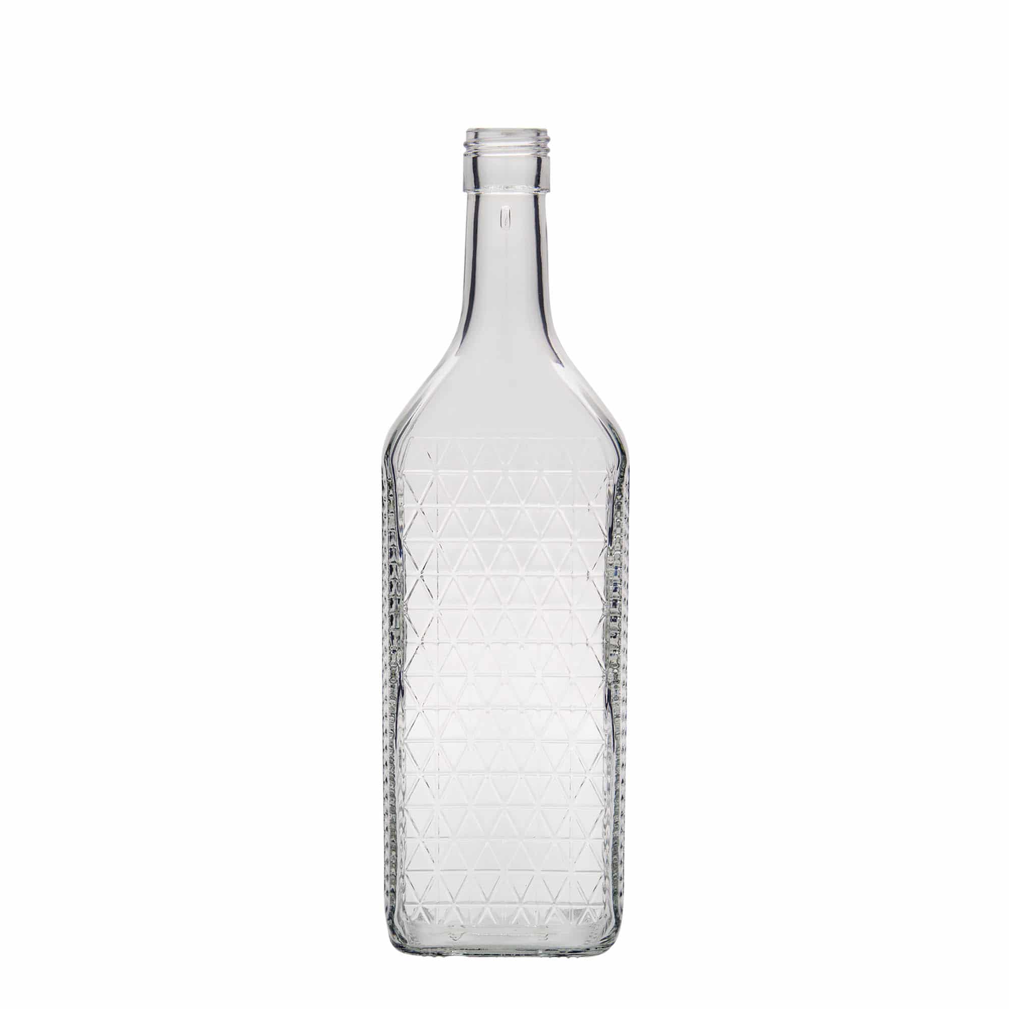 Glazen fles 'Caruso', 700 ml, rechthoekig, monding: PP 31,5