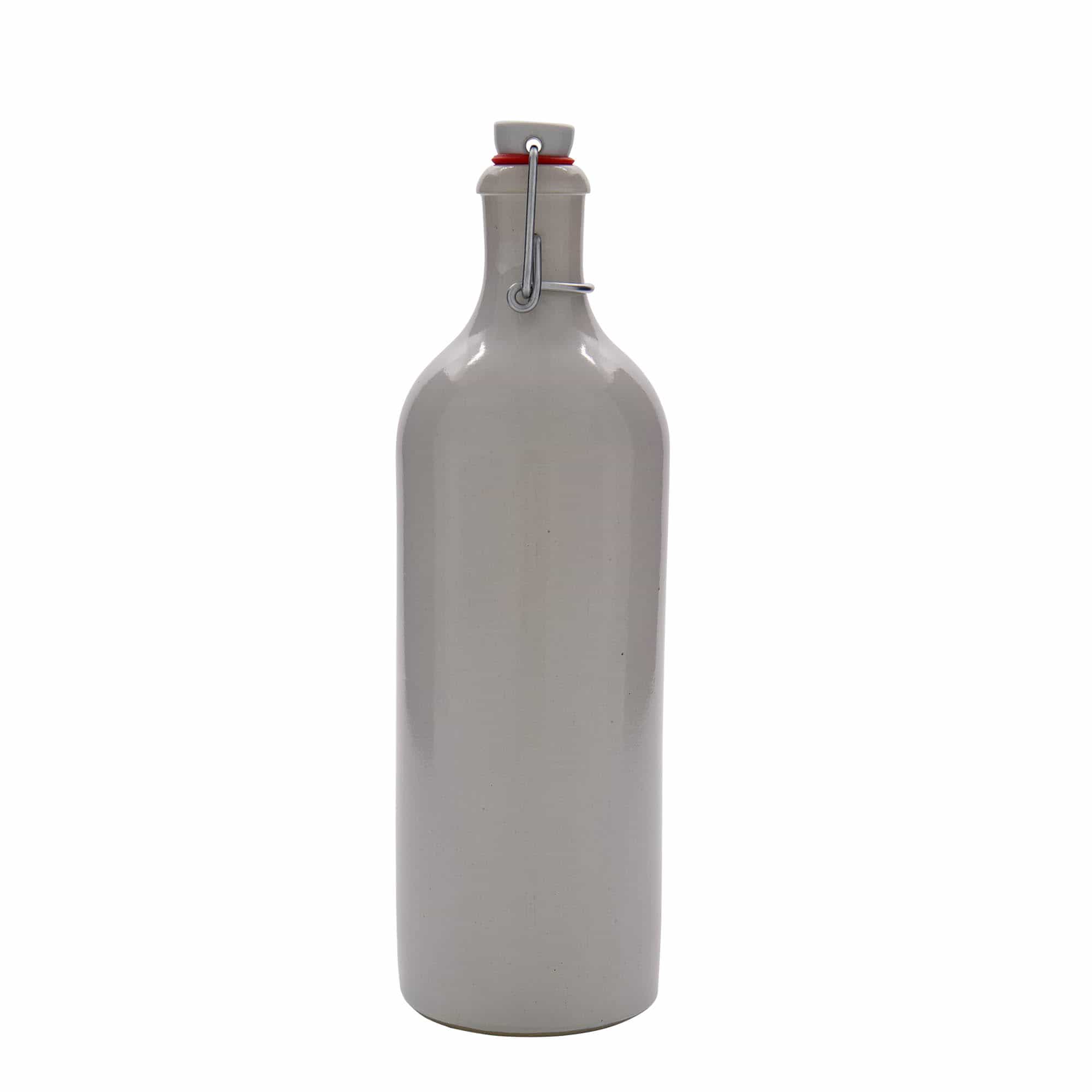 Chope en terre cuite 750 ml, grès, blanc, bouchage: bouchon mécanique