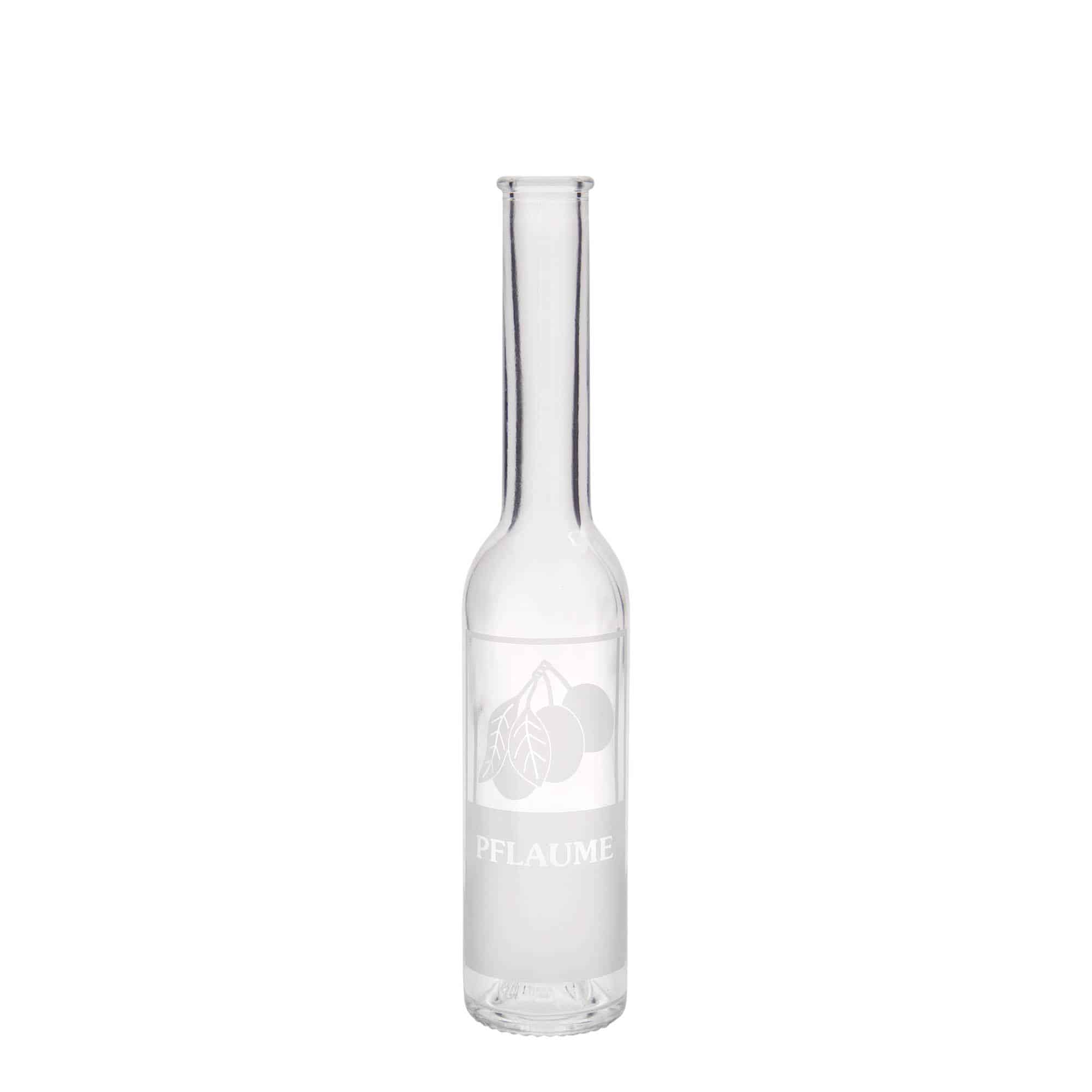 Glazen fles 'Opera', 200 ml, motief: Pruim, monding: kurk