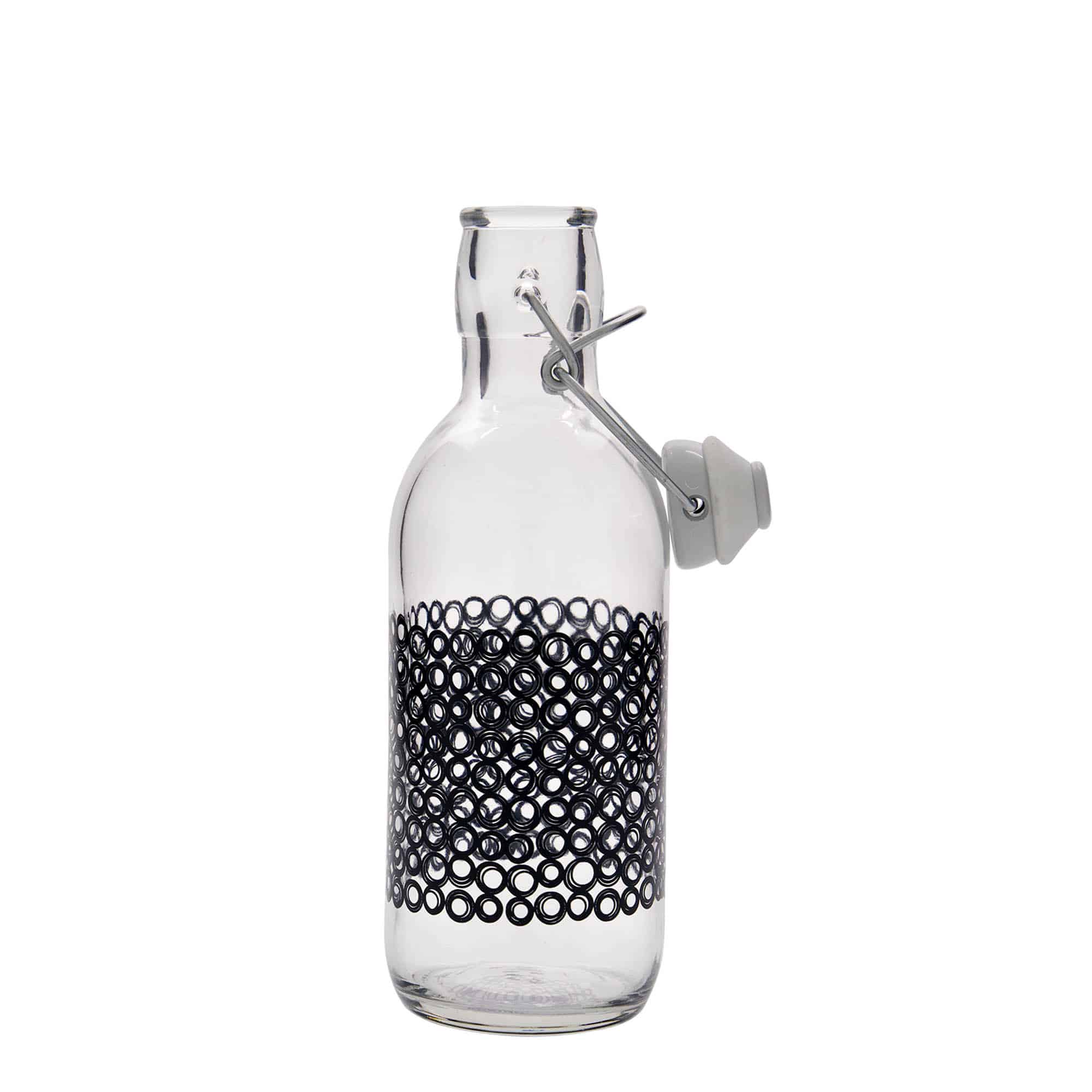 Bouteille en verre 500 ml 'Emilia', motif : circola nero, bouchage: bouchon mécanique