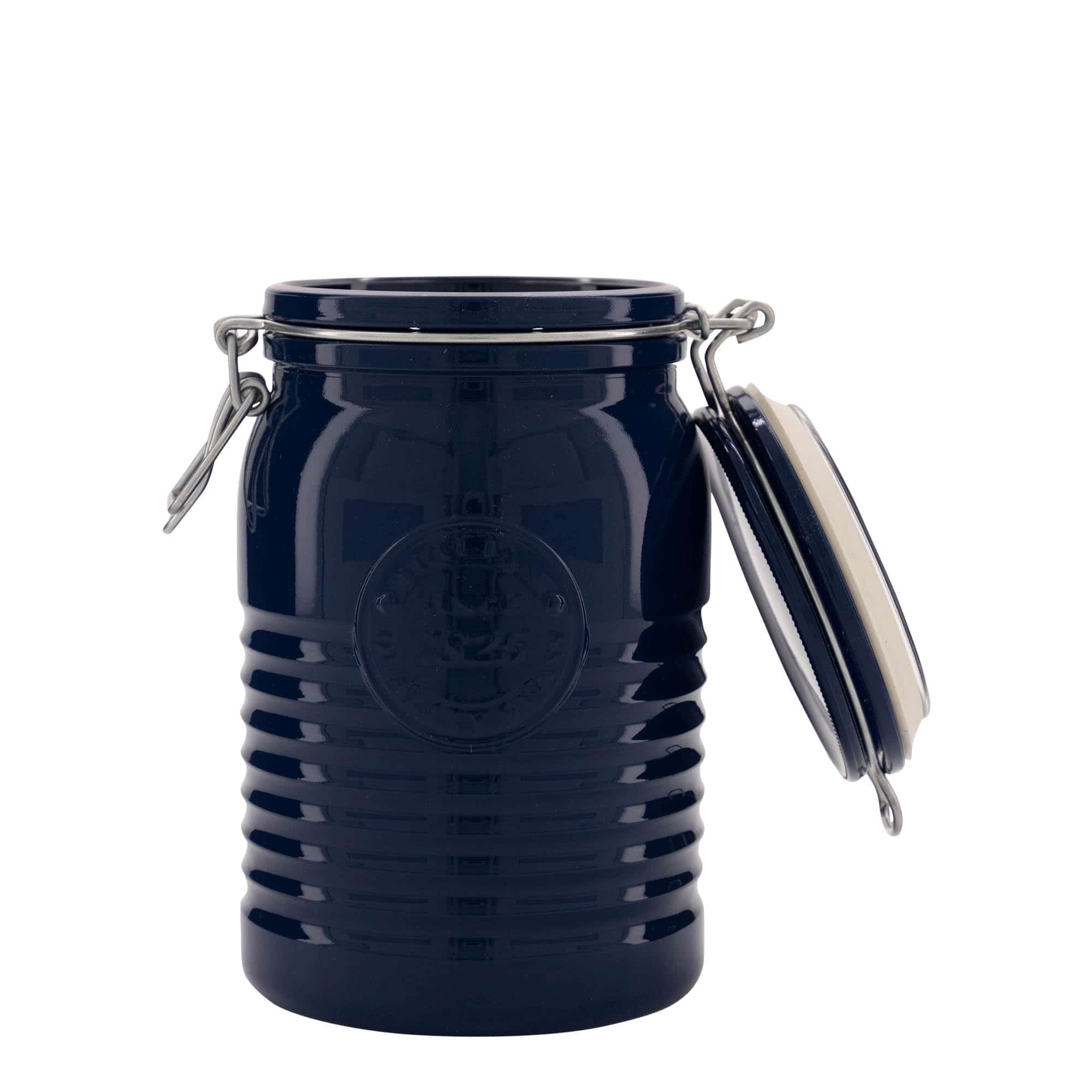 Pot met beugelsluiting 'Officina 1825', 1000 ml, blauw, monding: beugelsluiting