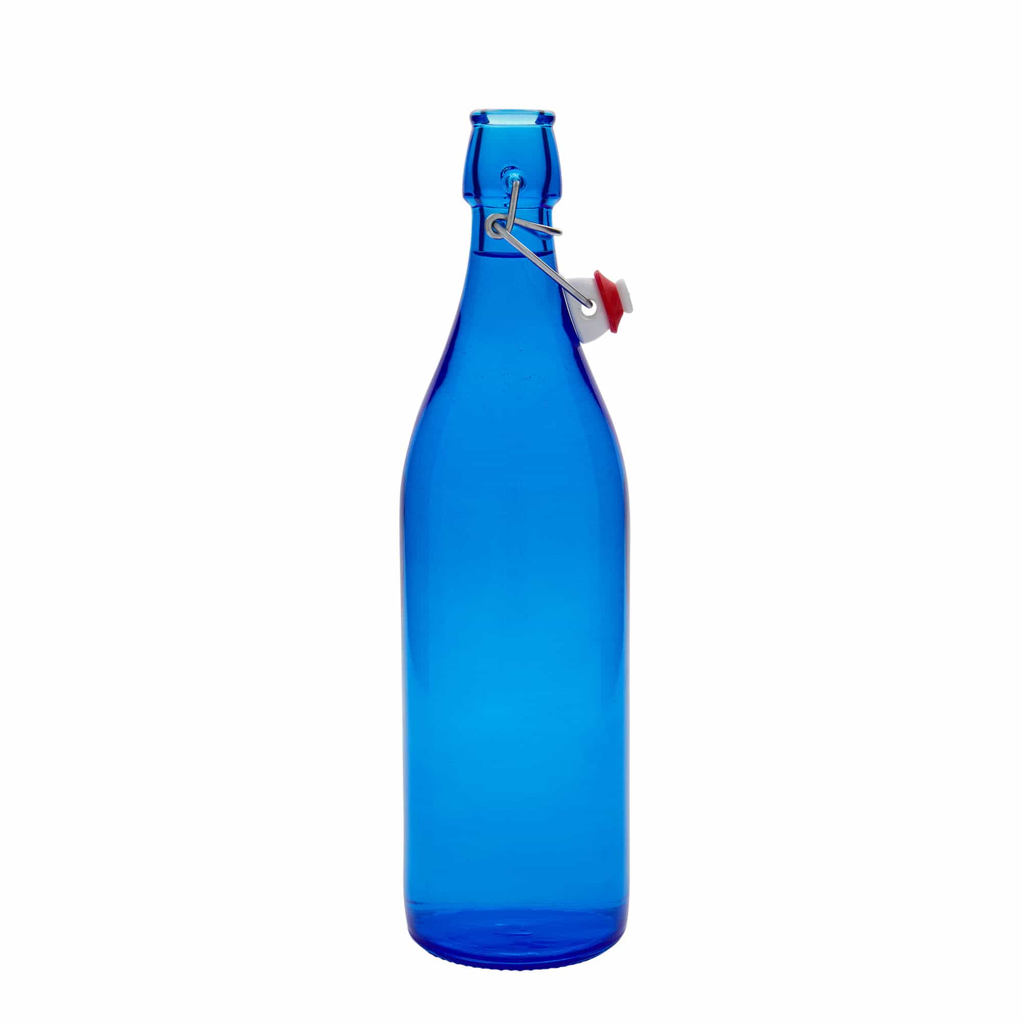 Glazen fles 'Giara', 1000 ml, blauw, monding: beugelsluiting