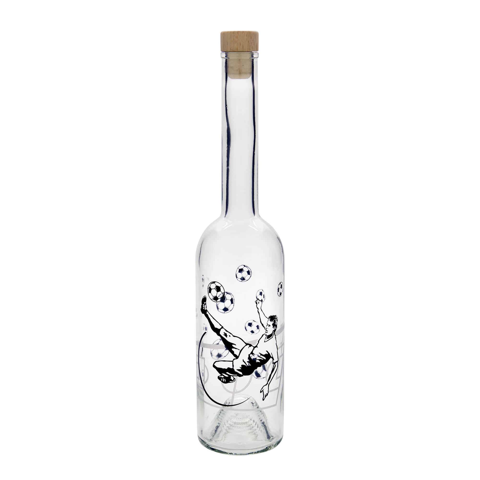 Bouteille en verre 500 ml 'Opera', motif : joueur de football, bouchage: bouchon