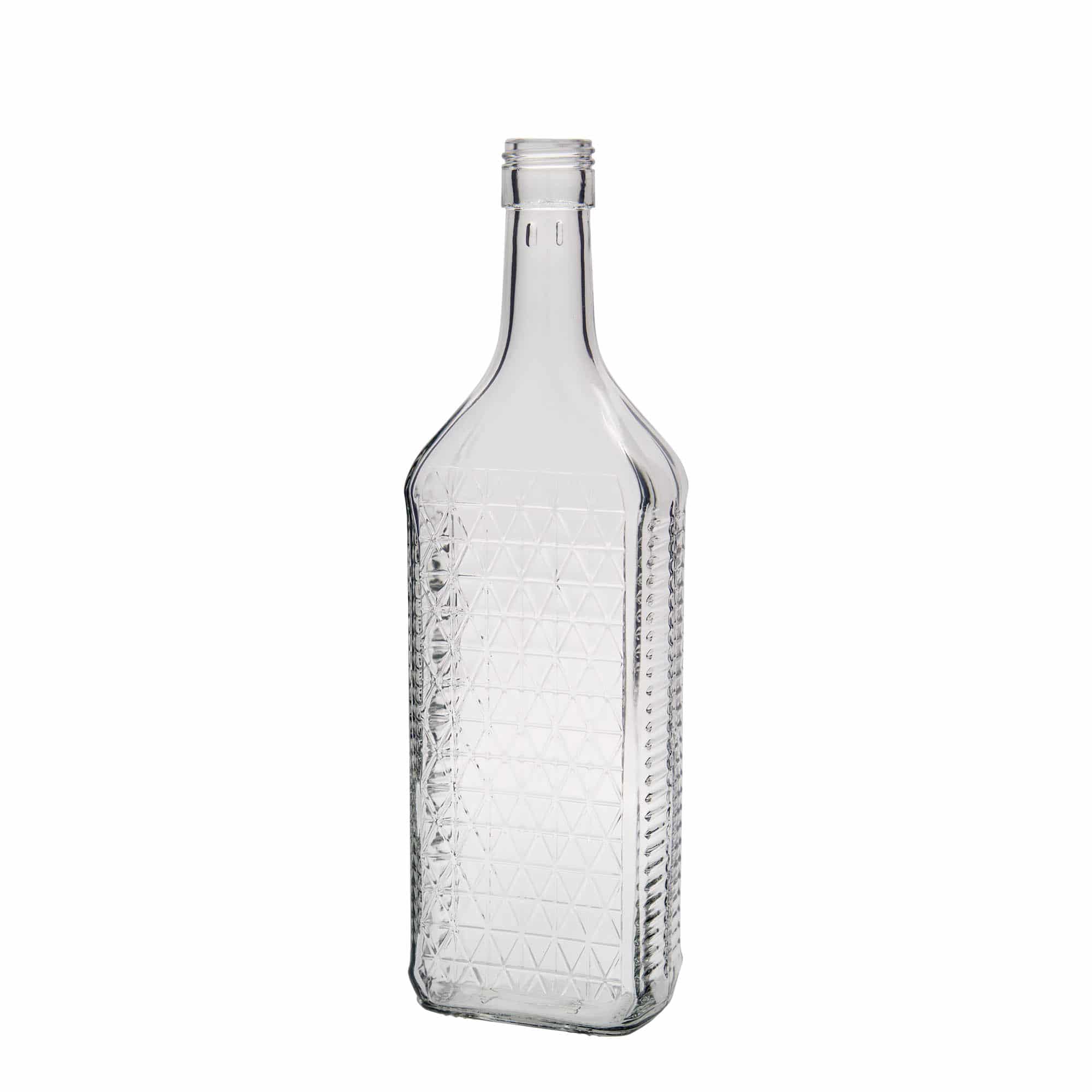 Glazen fles 'Caruso', 700 ml, rechthoekig, monding: PP 31,5