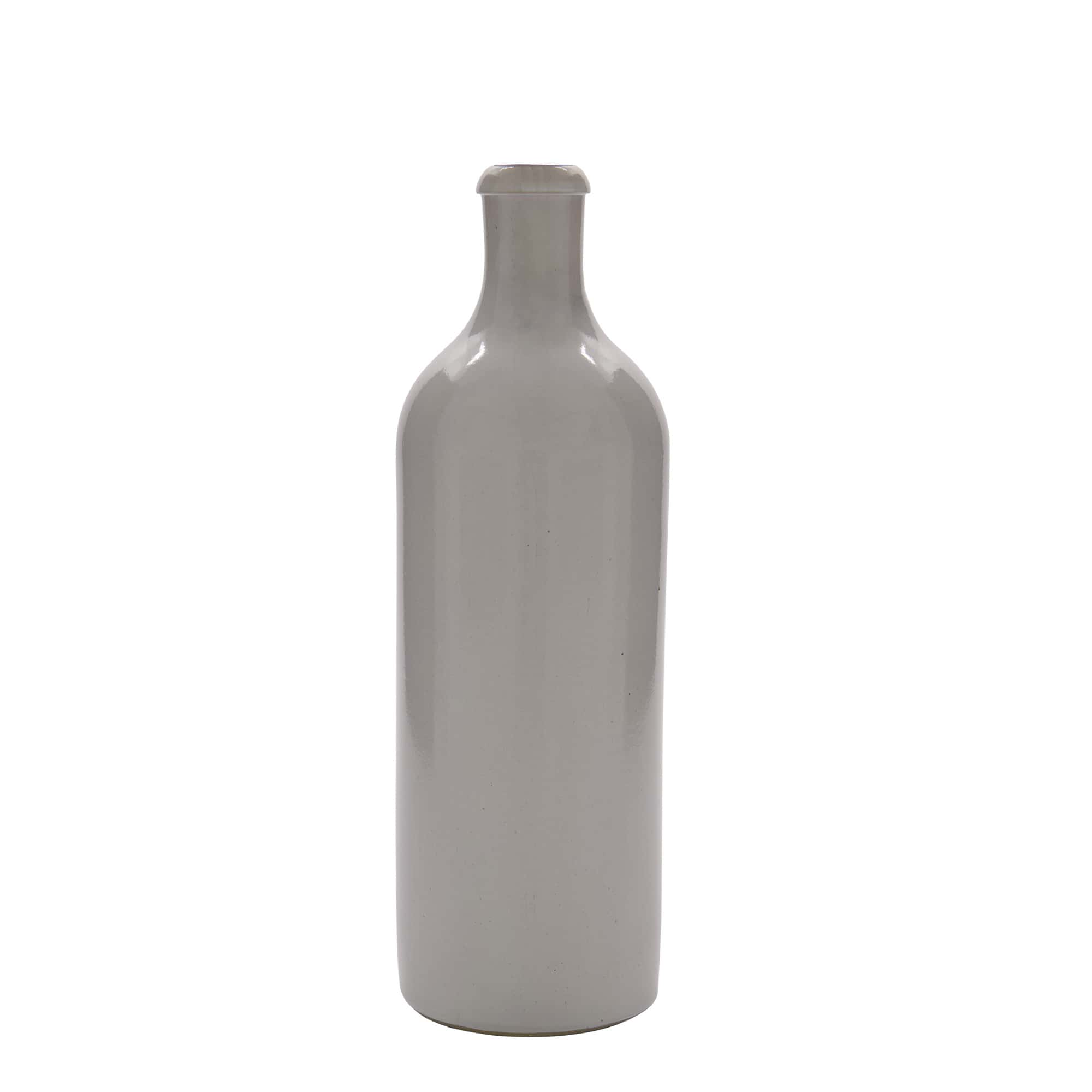 Chope en terre cuite 750 ml, grès, blanc, bouchage: bouchon mécanique