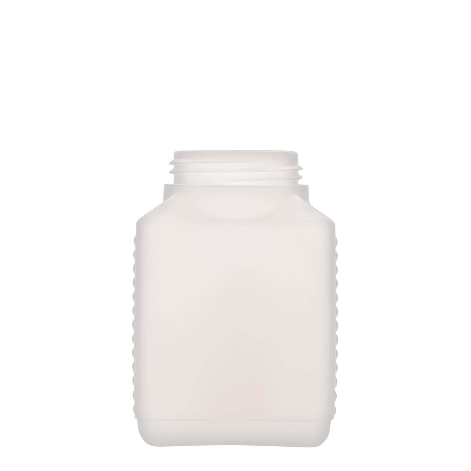 Bouteille à col large 500 ml, rectangulaire, plastique PEHD, nature, bouchage: DIN 60 EPE