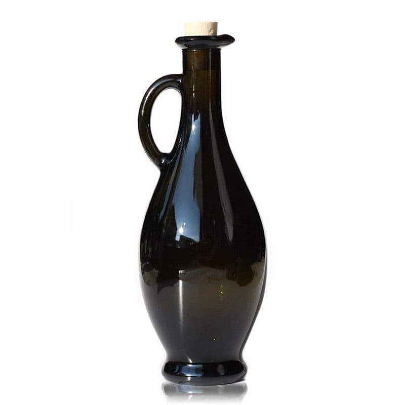 Bouteille de vinaigre / d’huile 500 ml 'Egizia', vert antique, bouchage: bouchon