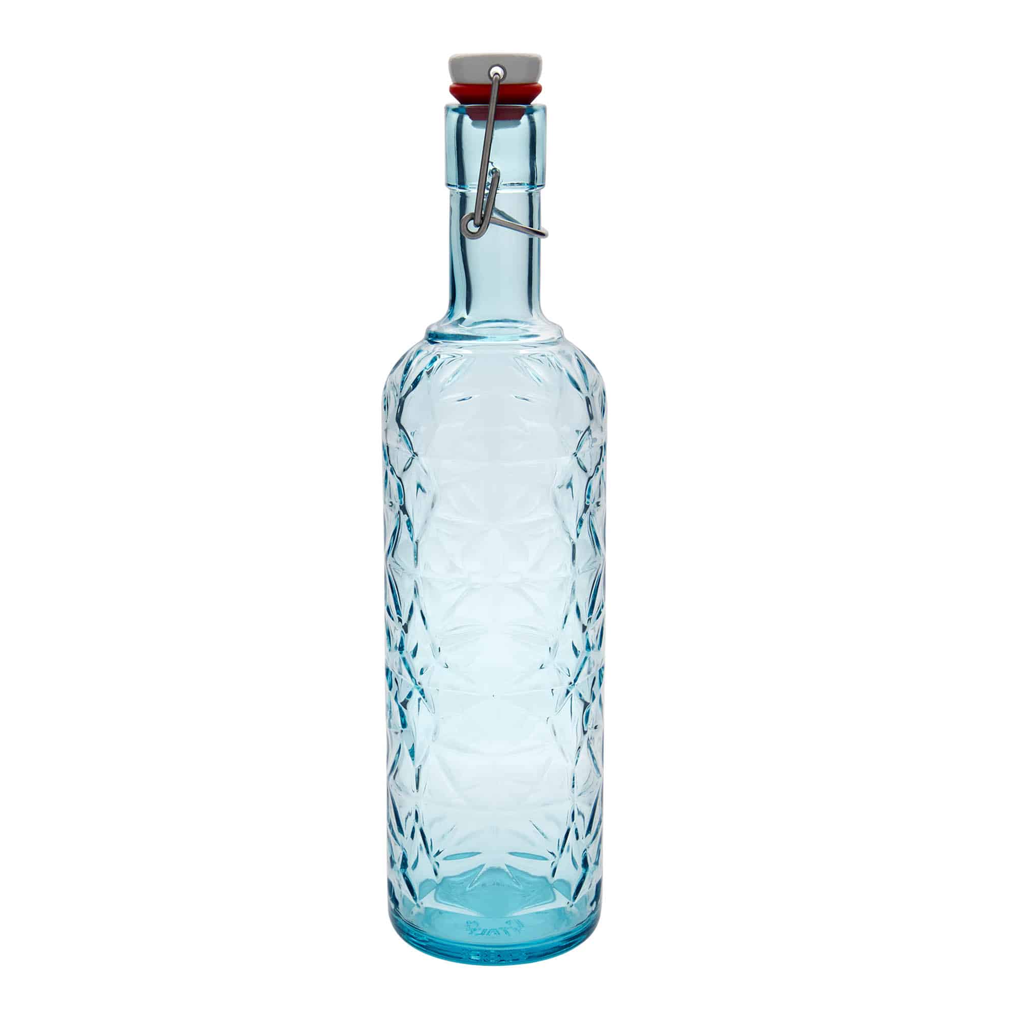 Glazen fles 'Oriente', 1000 ml, azuurblauw, monding: beugelsluiting