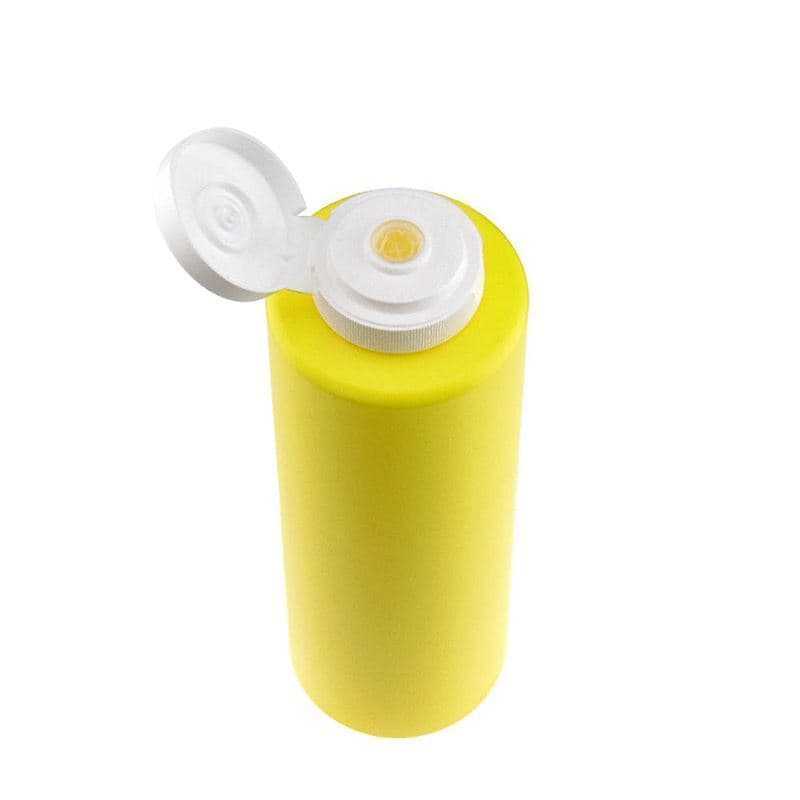 Flacon à sauce 500 ml , plastique LDPE, jaune, bouchage: GPI 38/400