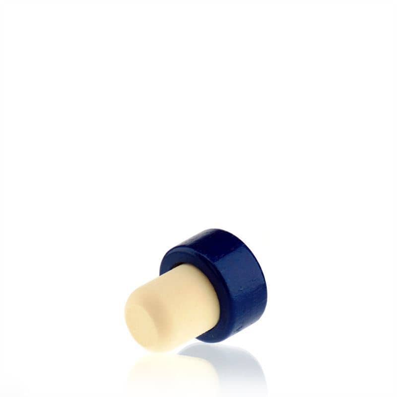 Dopkurk, 19 mm, hout, blauw, voor monding: kurk