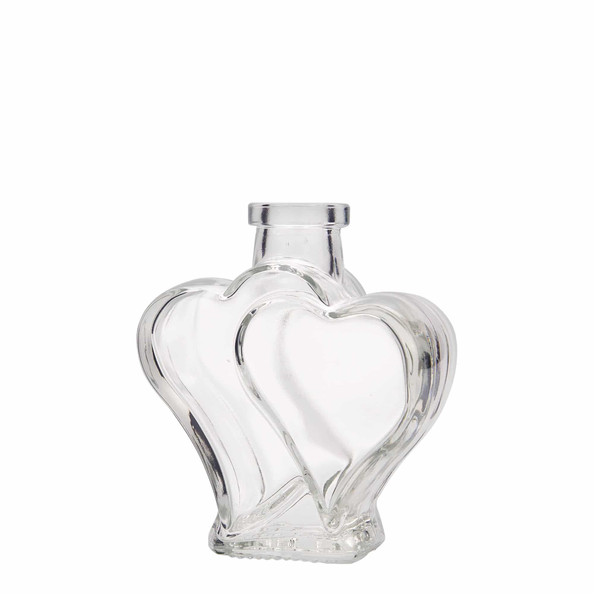 Bouteille en verre 200 ml 'Double-cœur', bouchage: bouchon