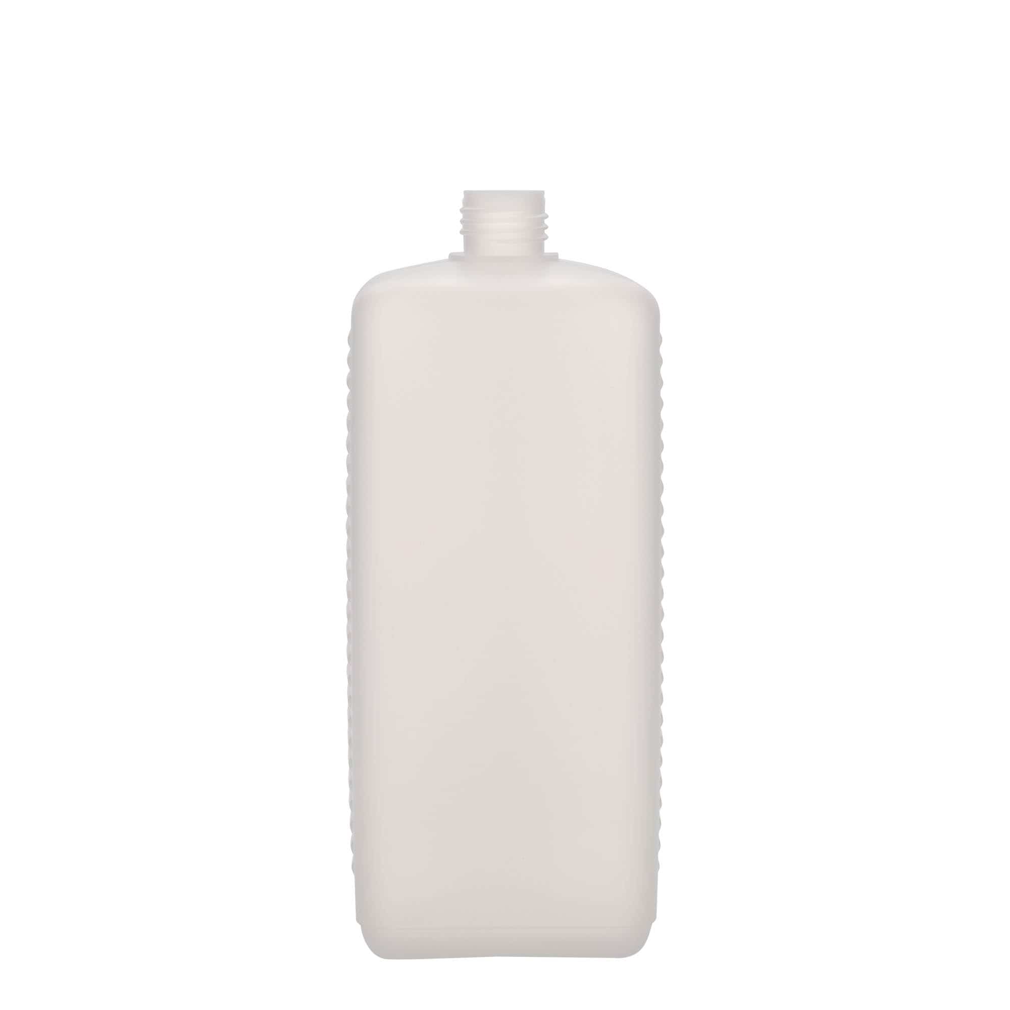 Canisterfles, 1000 ml, rechthoekig, HDPE-kunststof, naturel, monding: DIN 25 EPE