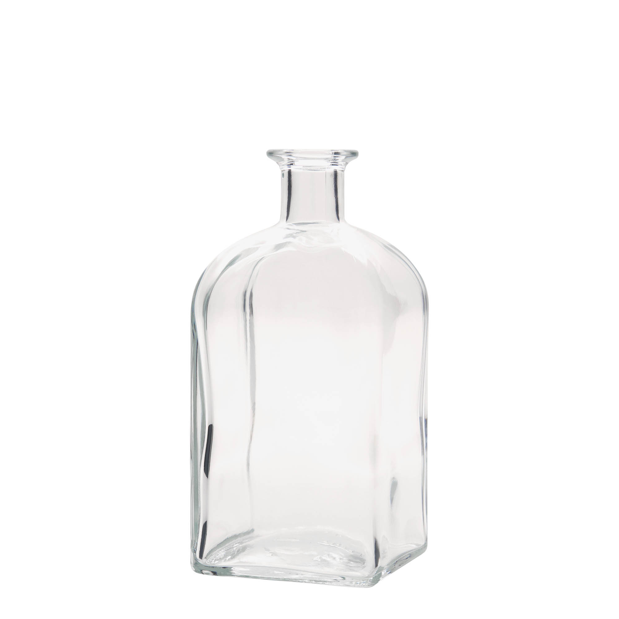 Bouteille en verre apothicaire 'Carré', carrée 700 ml, bouchage: bouchon