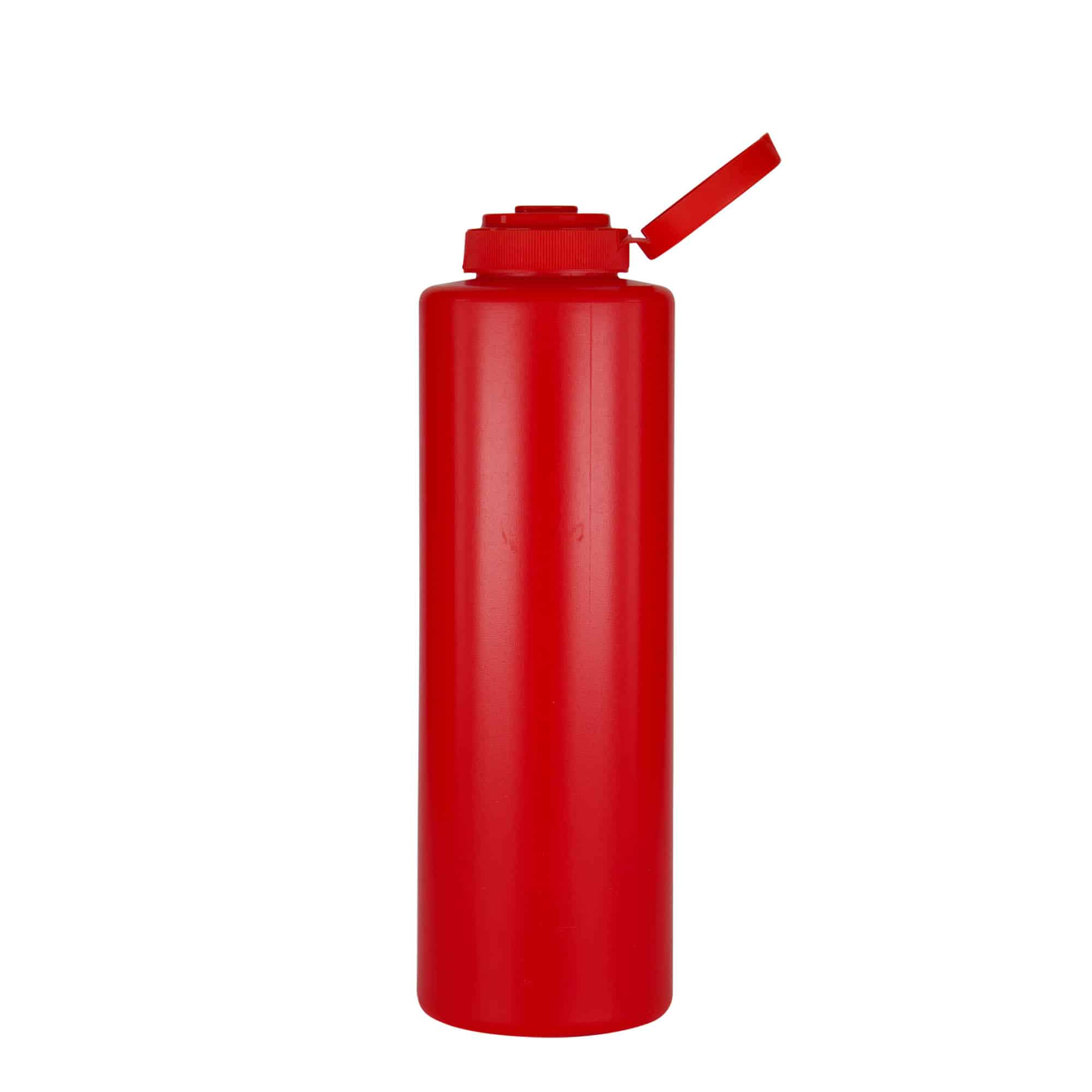 Flacon à sauce 500 ml , plastique LDPE, rouge, bouchage: GPI 38/400