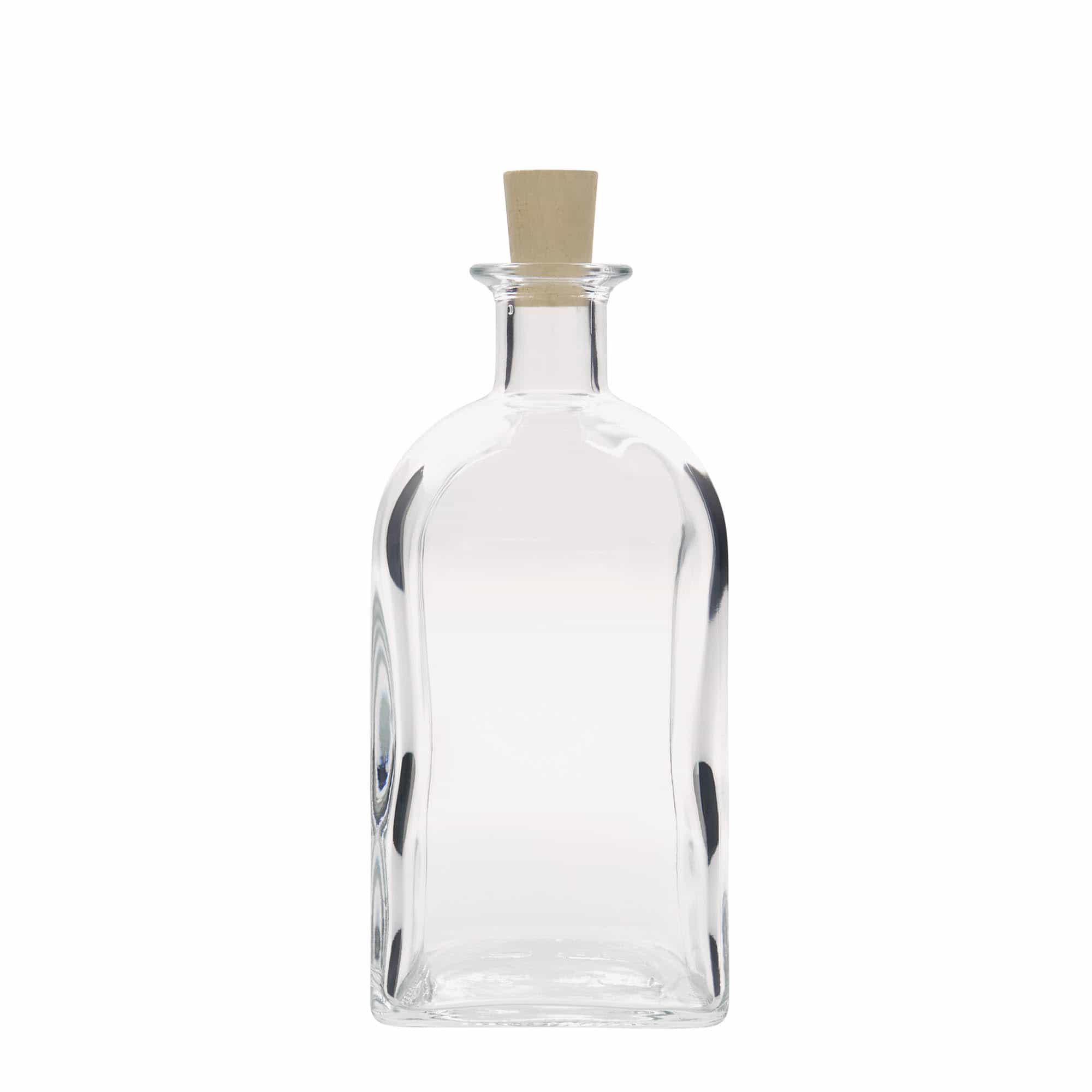 Bouteille en verre apothicaire 'Carré', carrée 700 ml, bouchage: bouchon