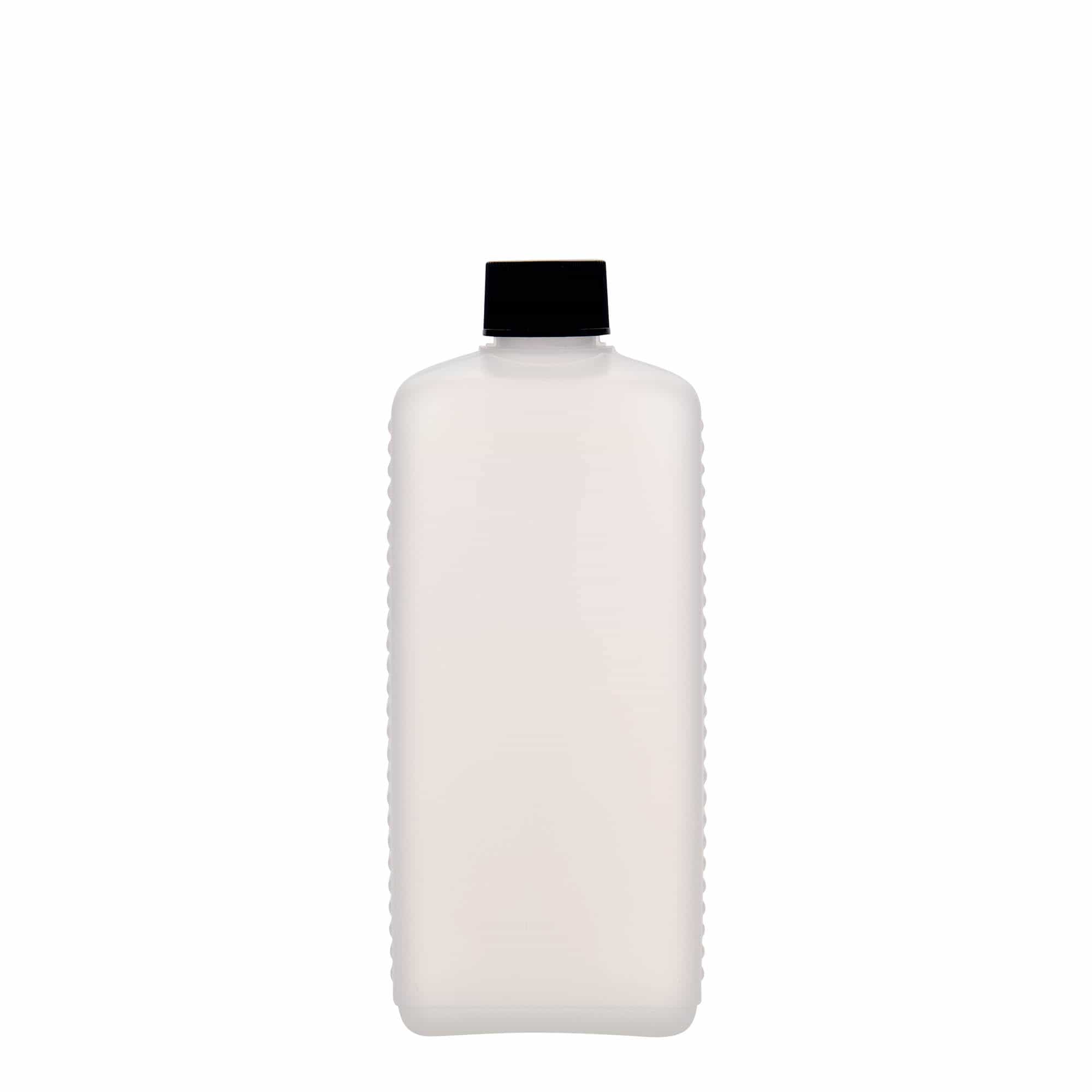 Bouteille bidon 500 ml, rectangulaire, plastique PEHD, nature, bouchage: DIN 25 EPE