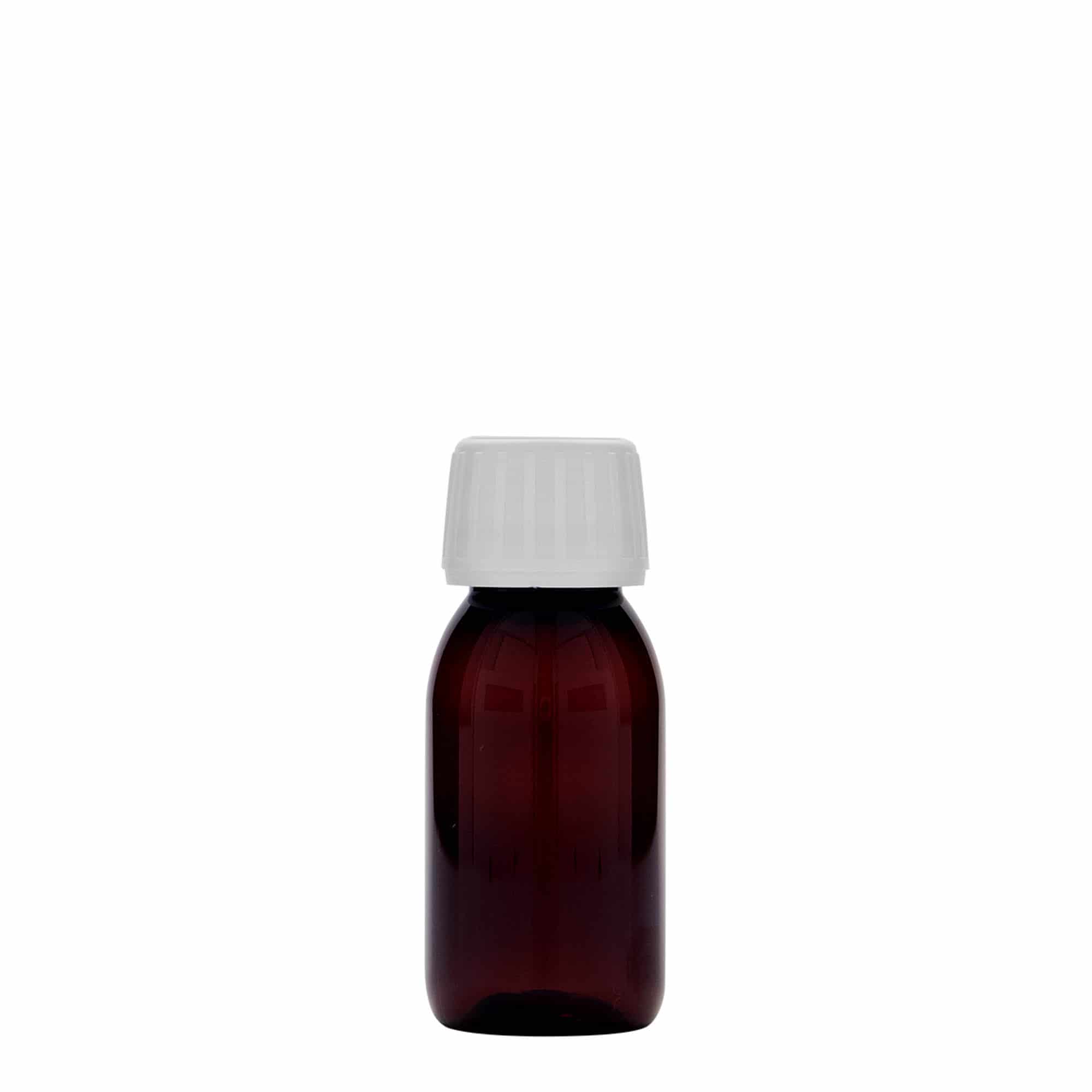 Pet-medicijnfles, 60 ml, bruin, kunststof, monding: PP 28