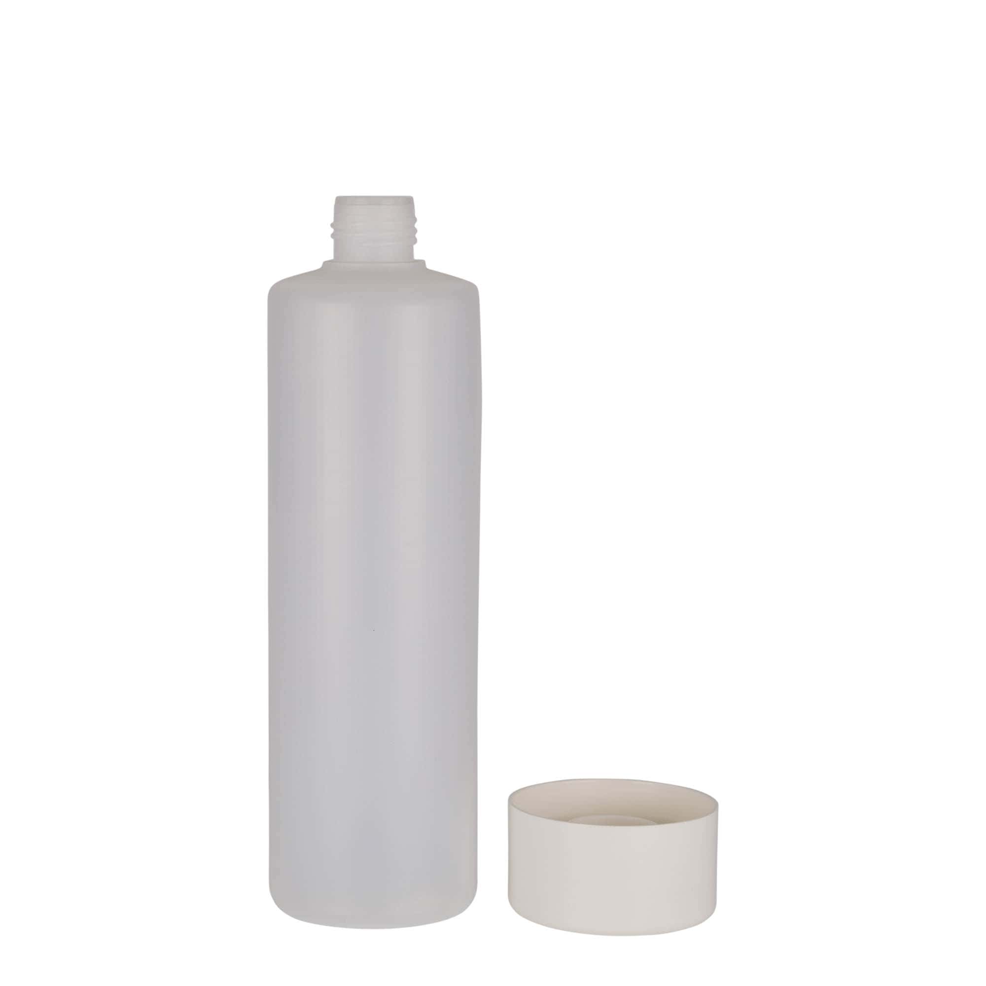 Bouteille ronde 500 ml, plastique PE, nature, bouchage: Bougage à vis