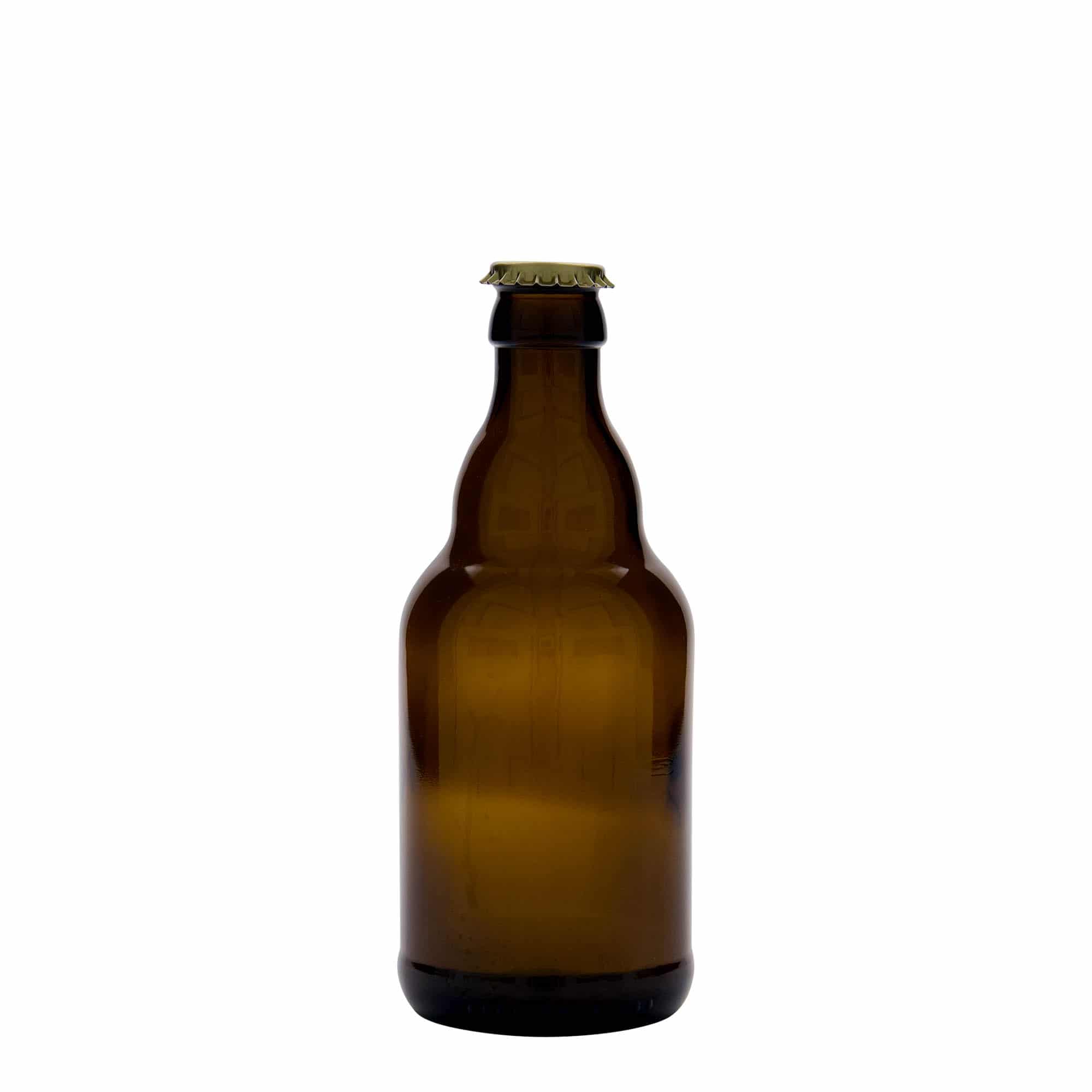 Bouteille de bière 330 ml 'Steinie', verre, marron, bouchage: capsules couronnes