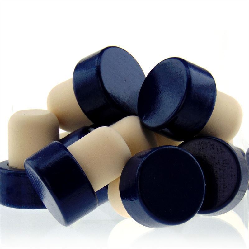 Dopkurk, 19 mm, hout, blauw, voor monding: kurk