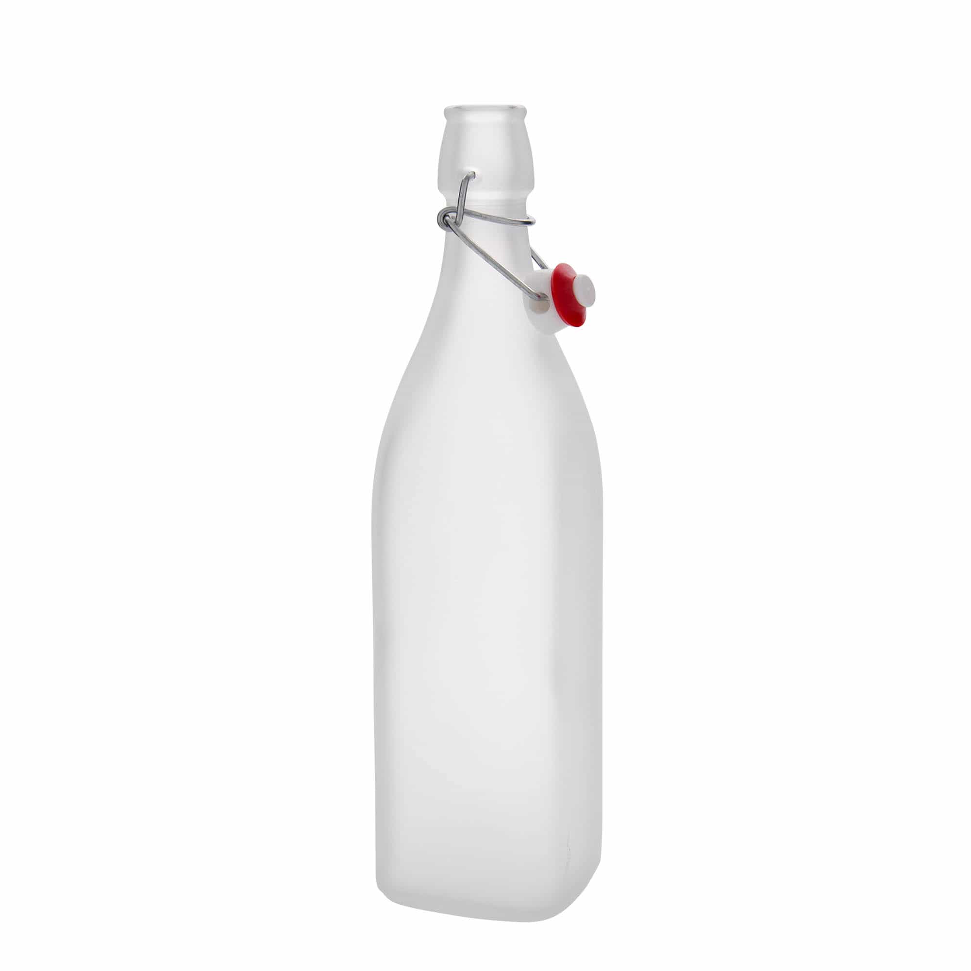 Glazen fles 'Swing', 1.000 ml, vierkant, wit, monding: beugelsluiting