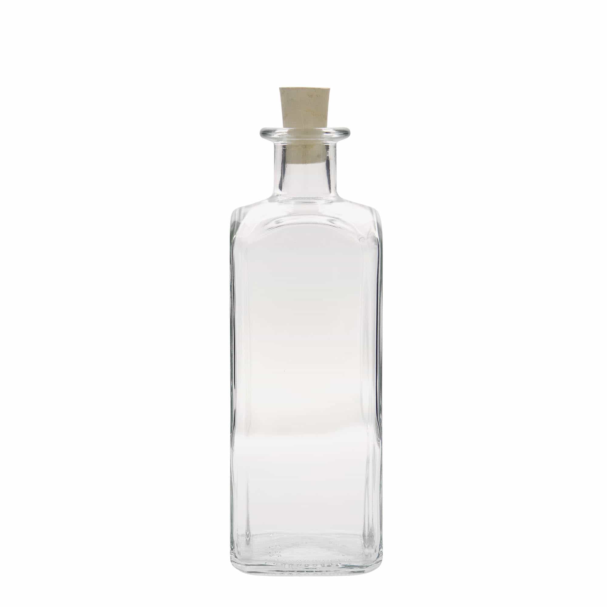 Glazen fles Apotheker carré, 500 ml, vierkant, monding: kurk