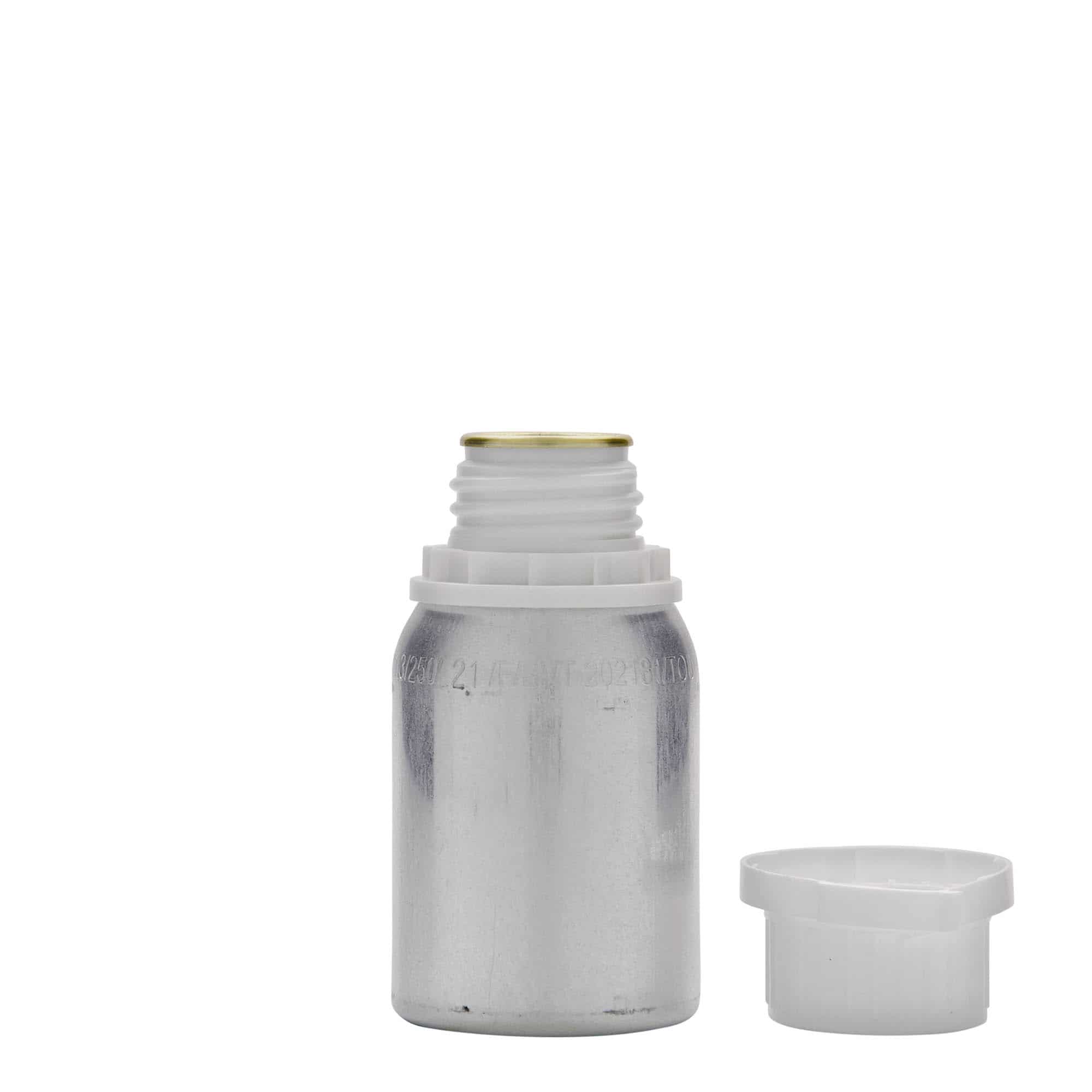 Aluminium fles, 125 ml, metaal, zilver, monding: DIN 32