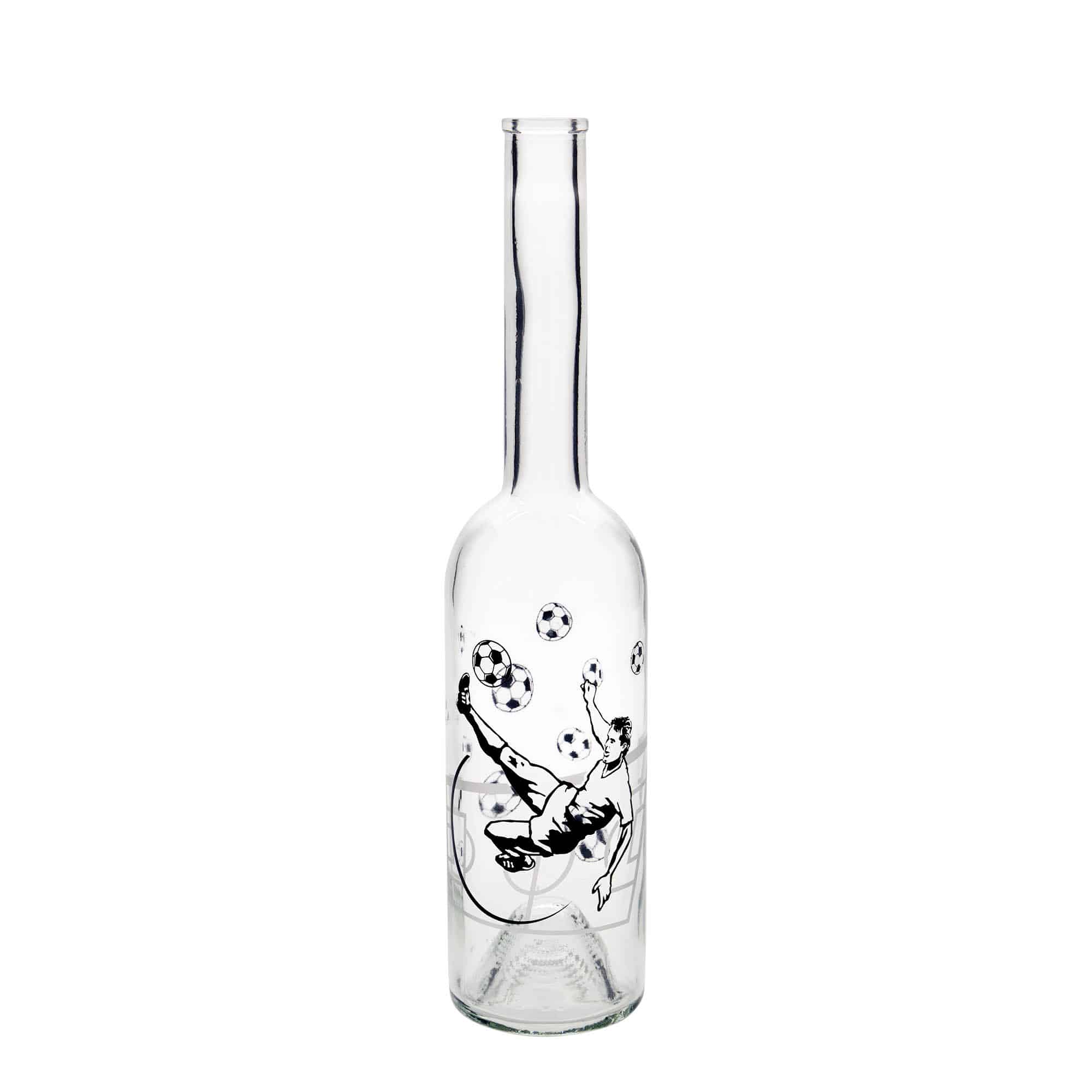 Bouteille en verre 500 ml 'Opera', motif : joueur de football, bouchage: bouchon