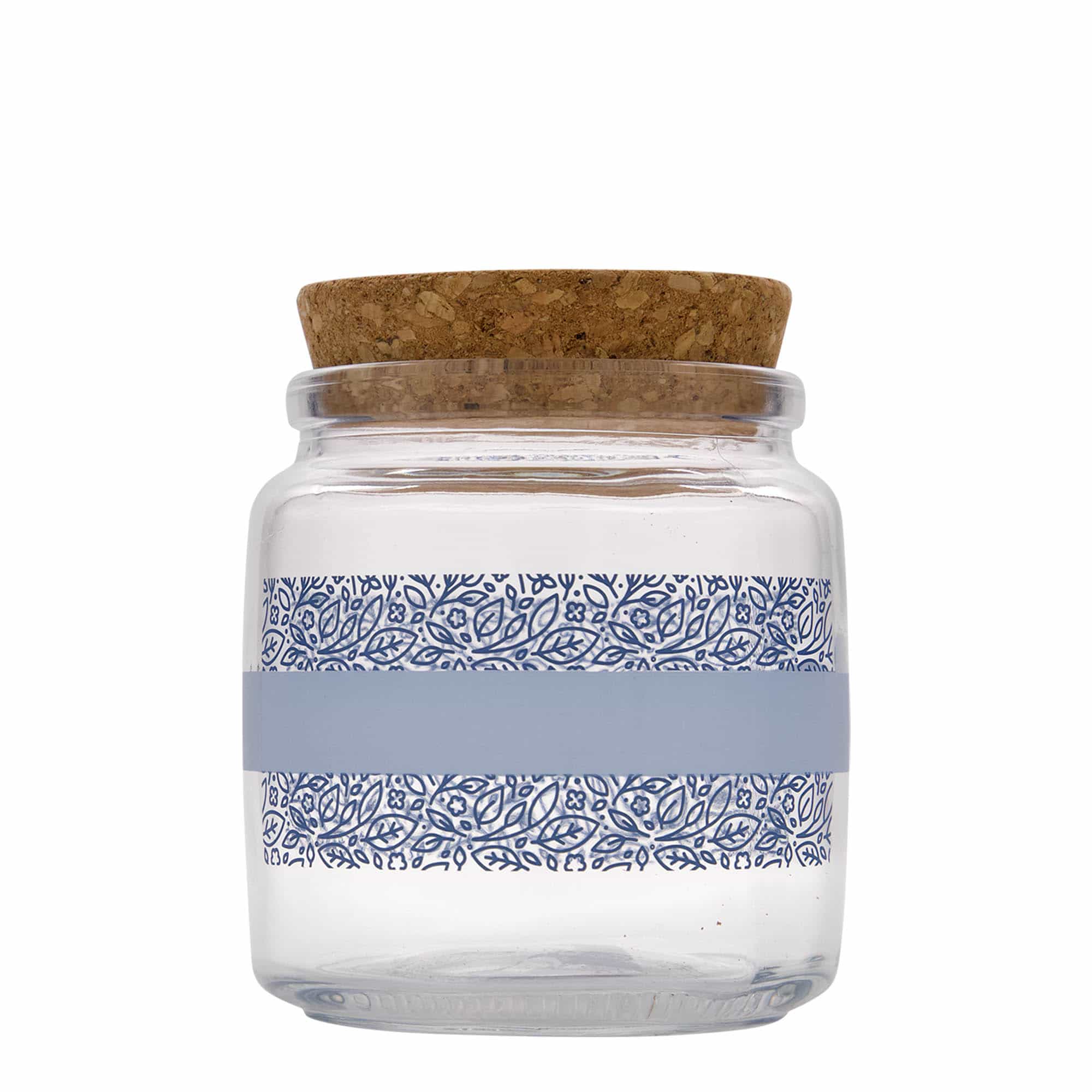 Bocal avec bouchon liège 750 ml 'Giara', motif : naturalmente blu, bouchage: bouchon